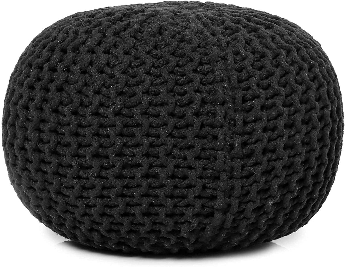 Hand Knitted 100% Cotton Round Pouf Ottoman K1085