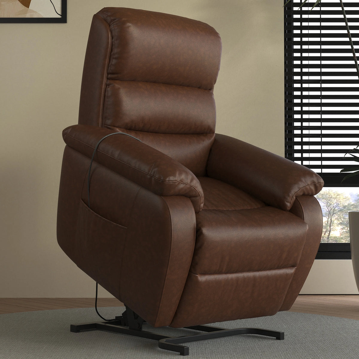 Brown PU Power Lift Recliner with Massage and Heat J6420