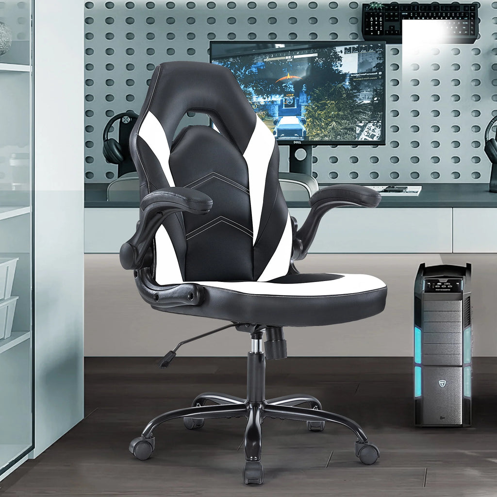 Black and White Ergonomic Office Chair with Lumbar Support Z966626
