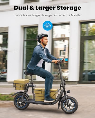 Electric Scooter with Seat, 550W Motor, 20-Mile Range W145