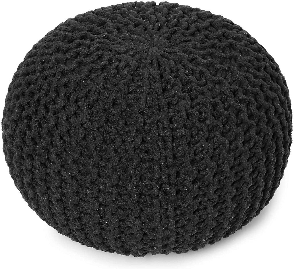 Hand Knitted 100% Cotton Round Pouf Ottoman K1085
