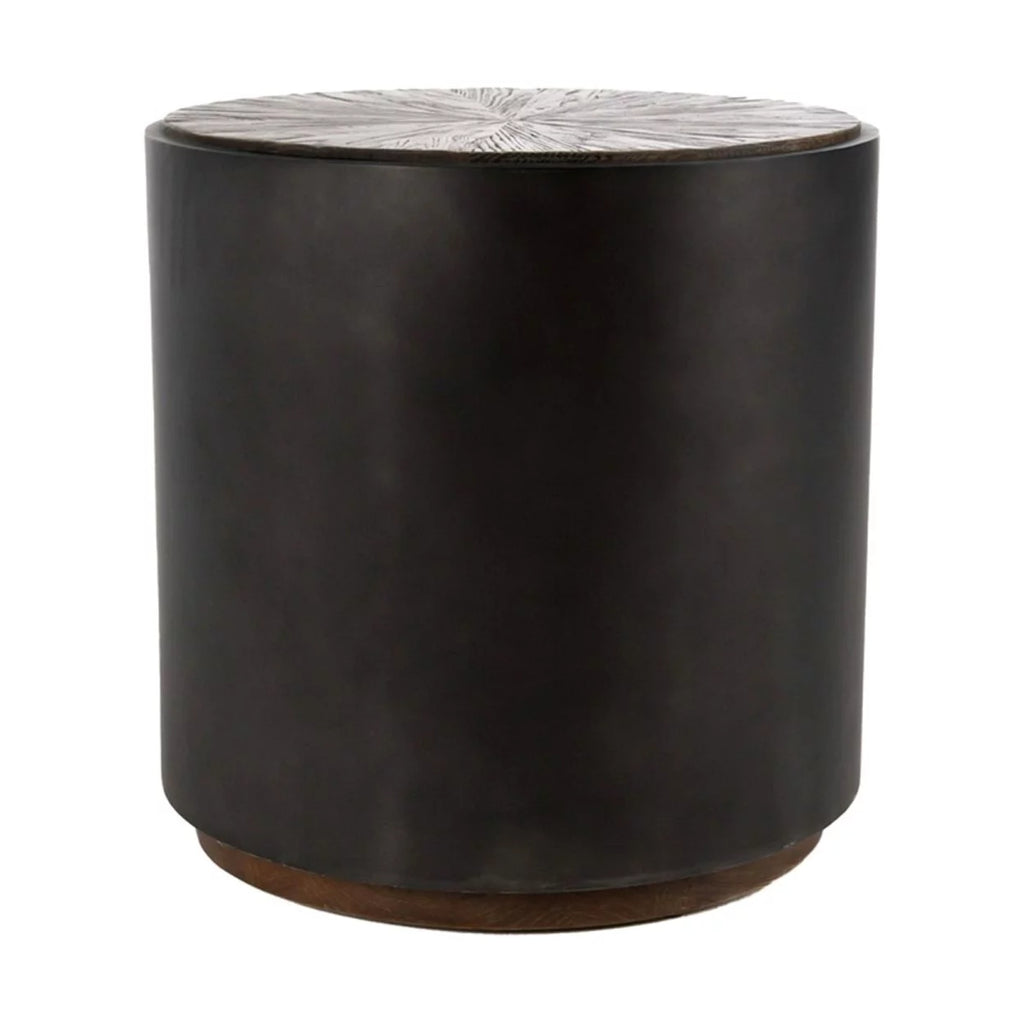 24 Inch Round Drum Wood End Table M38989