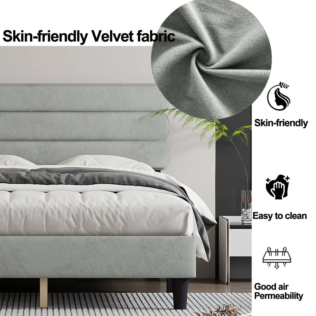 Full Size Bed Frame Light Gray P390692