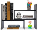 Wood Adjustable Desktop Storage Organizer Shelf Rack, Black G992218