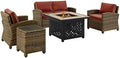 5-Piece Wicker Outdoor Loveseat Patio Furniture Set with Fire Pit Table N7140