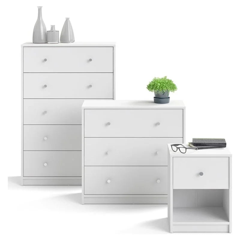 White 2 Piece Wood Dresser and Nightstand Set G7169