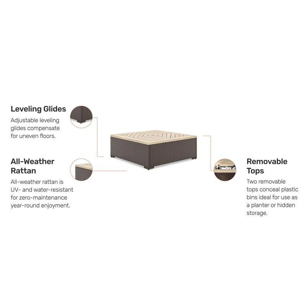 Brown Rattan Outdoor Coffee Table P5606
