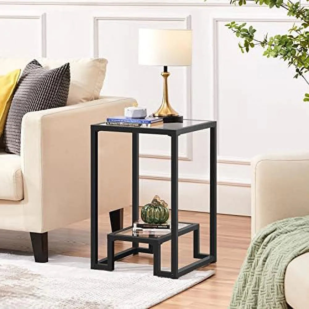 Tempered Glass Coffee Table Set of 3 Pieces Black R126