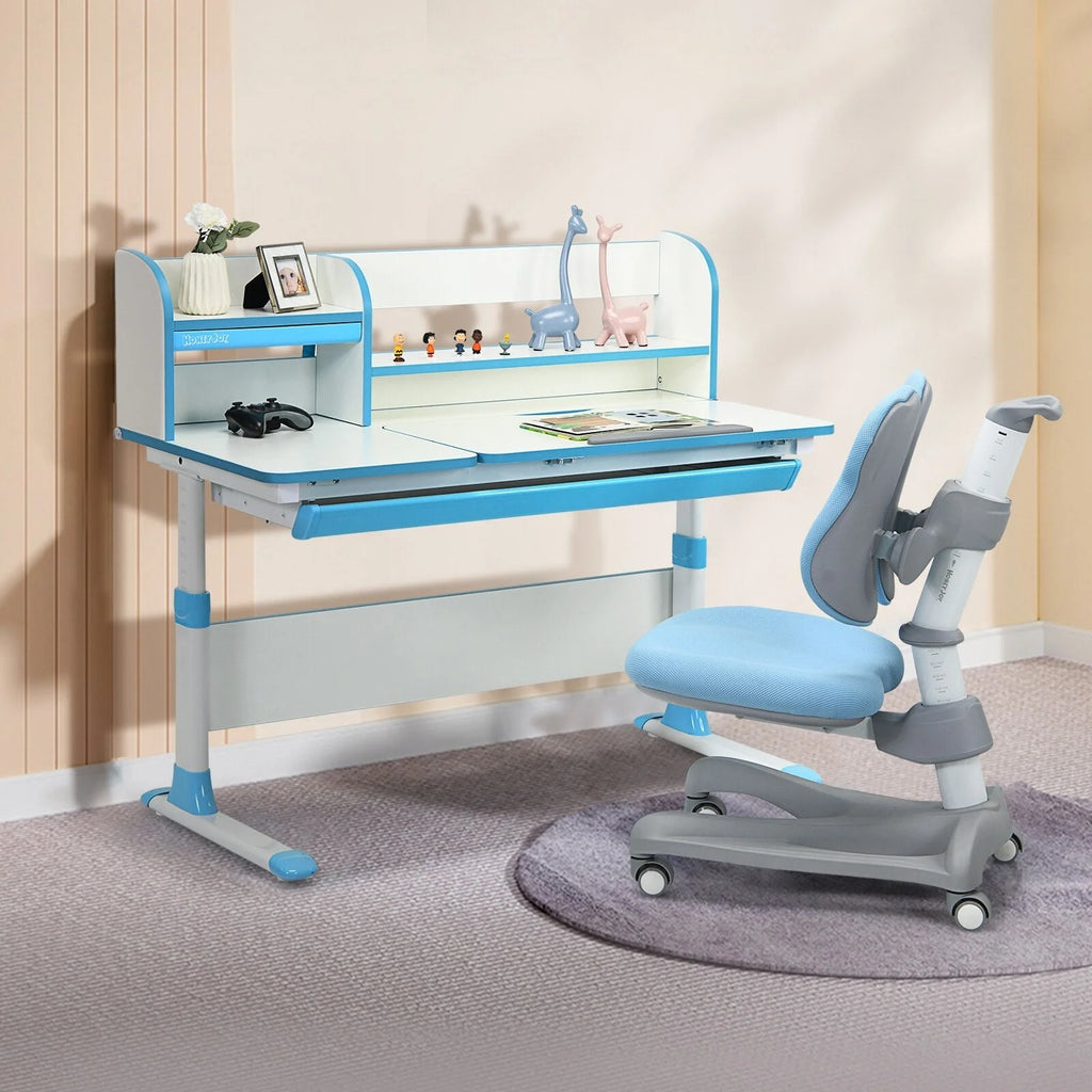 Blue Adjustable Kids Study Desk and Chair Set G3741