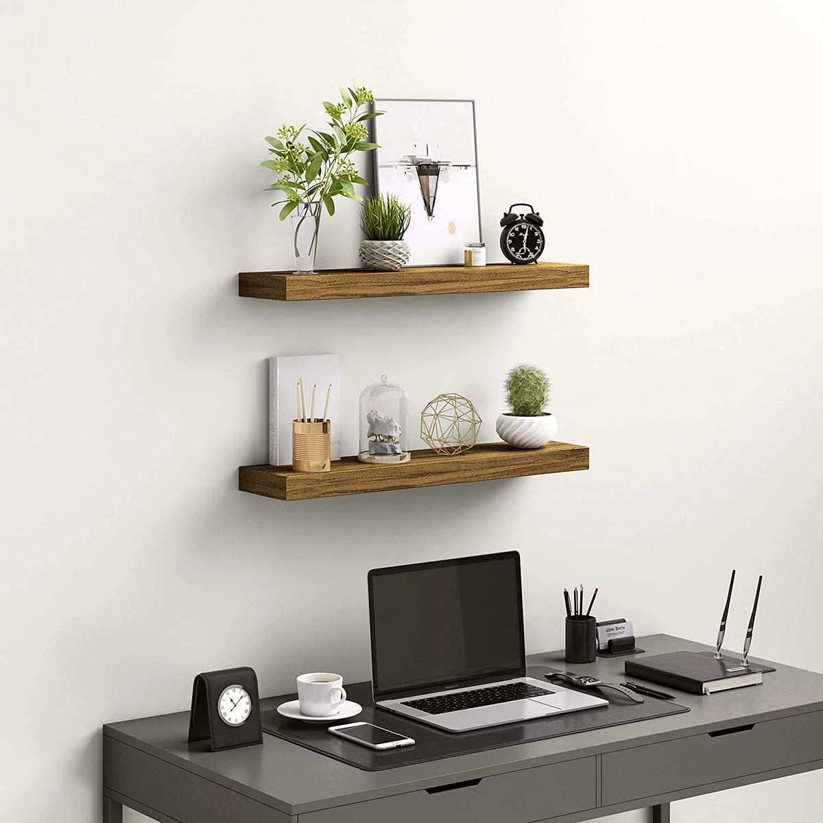 Real Wood Floating Shelves 24in x 5.5in Walnut Finish K208