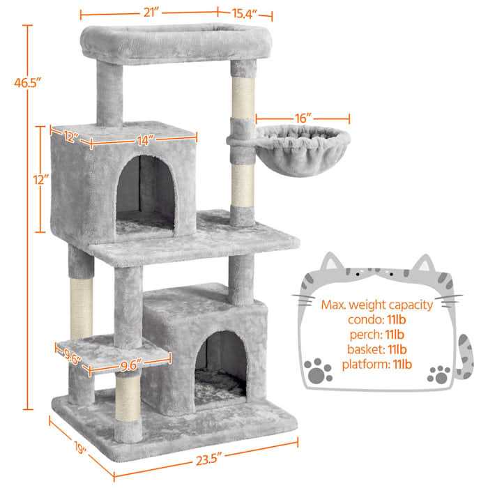 Gray Cat Tree with Two Condos Z96600