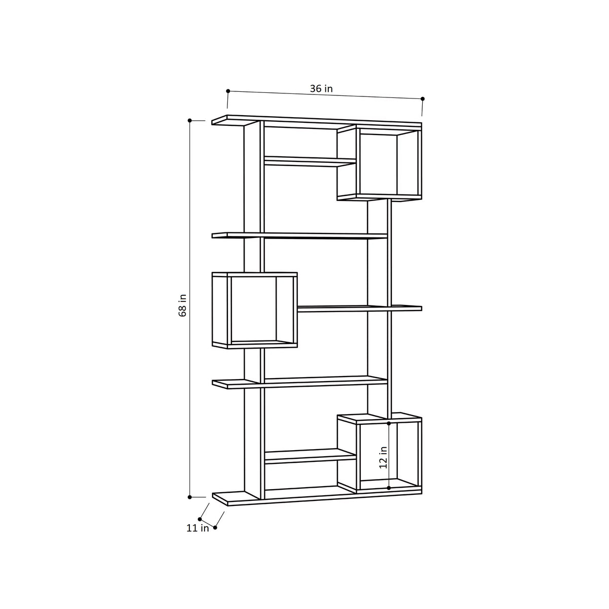 White Multiple Tier Open Shelf Bookcase Z6042
