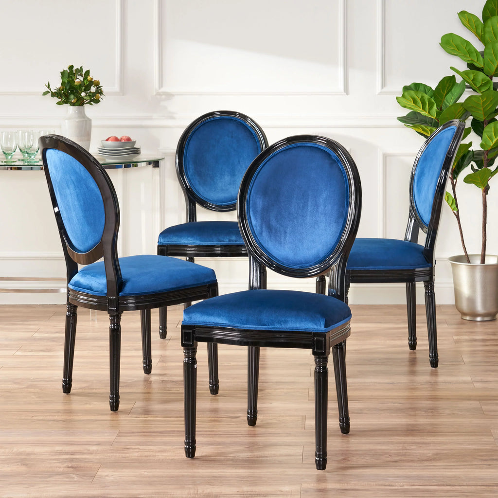 Velvet Dining Chairs Set of 4 Navy Blue N8846