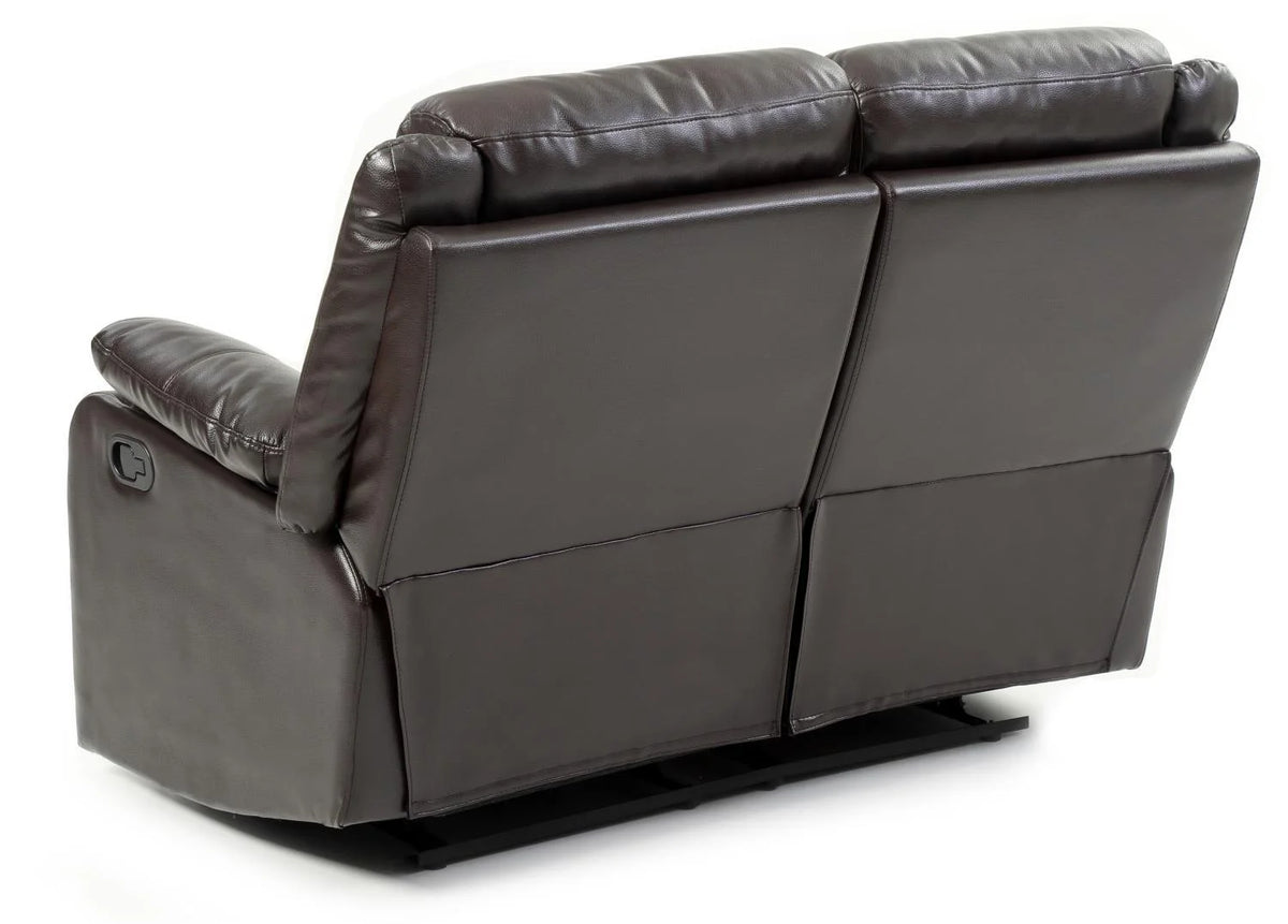 Dark Brown Faux Leather Double Reclining Loveseat L140897