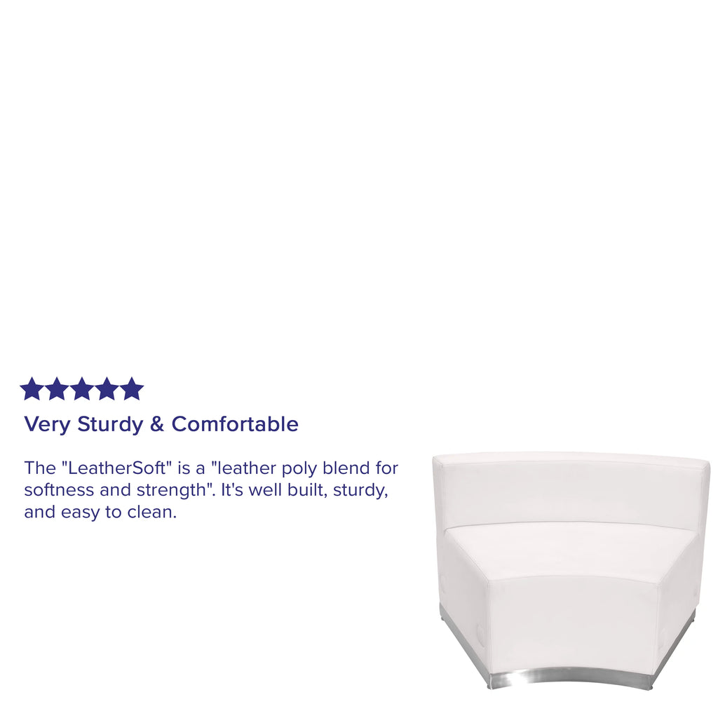 White LeatherSoft Concave Chair with Stainless Steel Base F64758