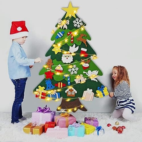 Felt Christmas Tree with 32 Ornaments and LED Lights E77941