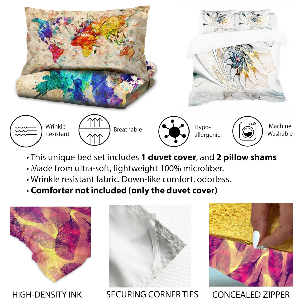 Floral Bedding Cover Set with 2 Shams X889