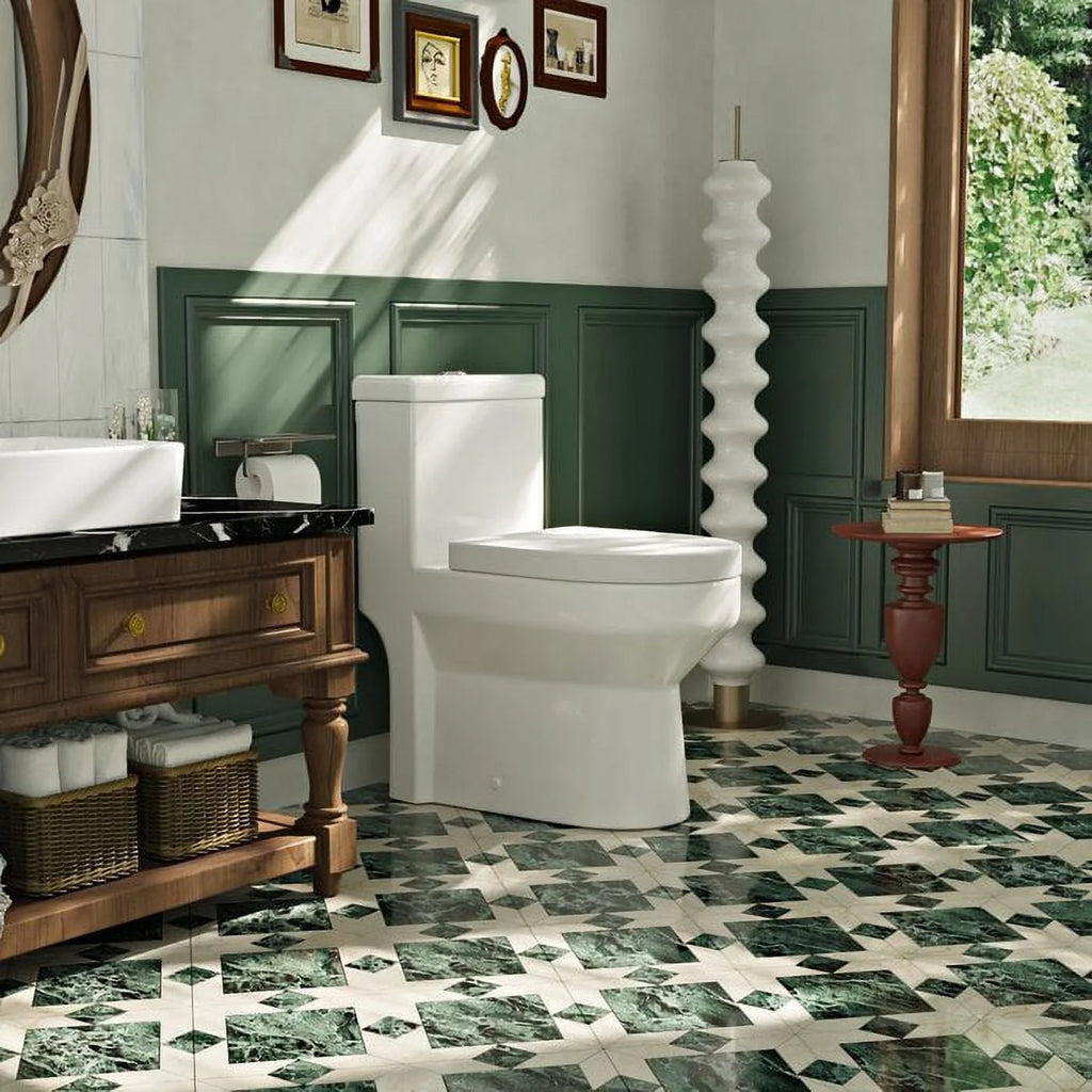 White Dual-Flush Elongated One-Piece Toilet L3995