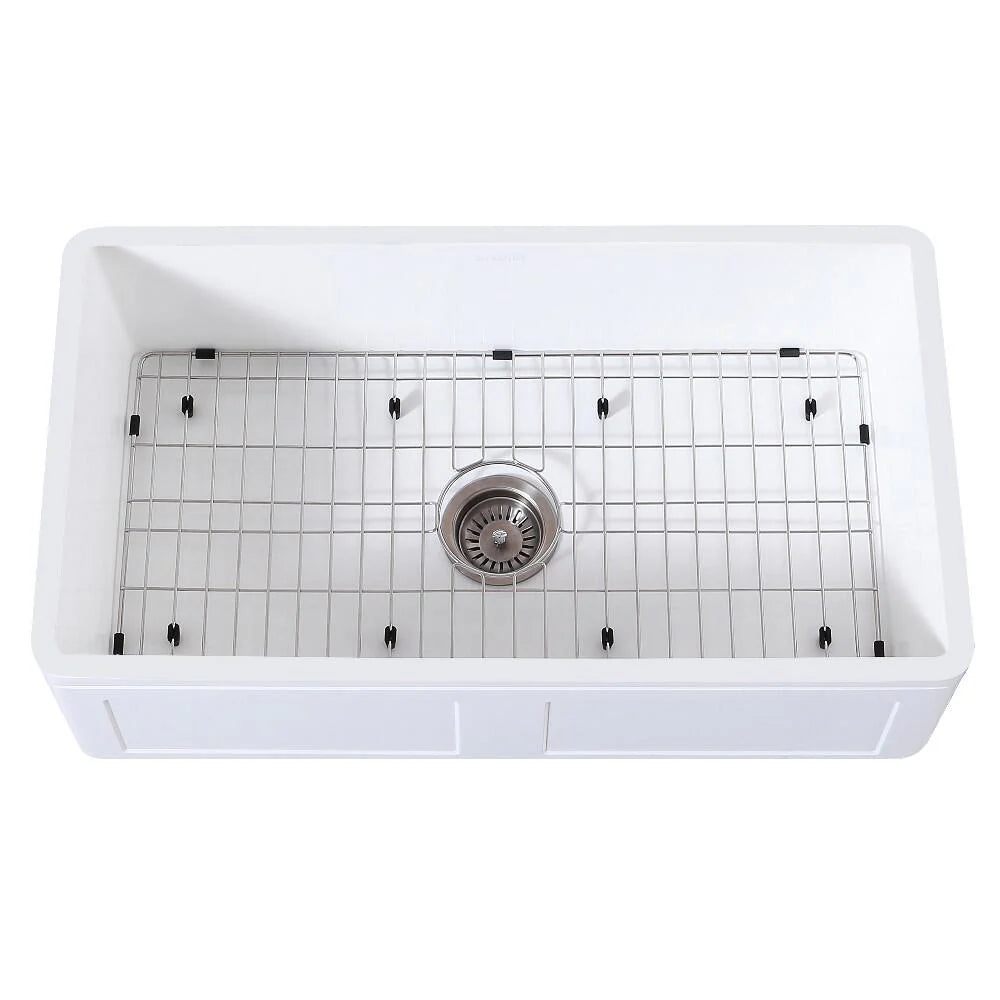36 In. Farmhouse Kitchen Sink with Strainer and Grid F827869