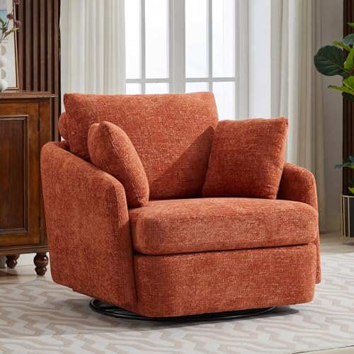 Oversized Swivel Accent Chair with Ottoman, Corduroy, Gray D72676