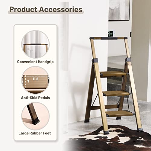 5 Step Aluminum Folding Ladder with Anti-Slip Wide Pedal O779007