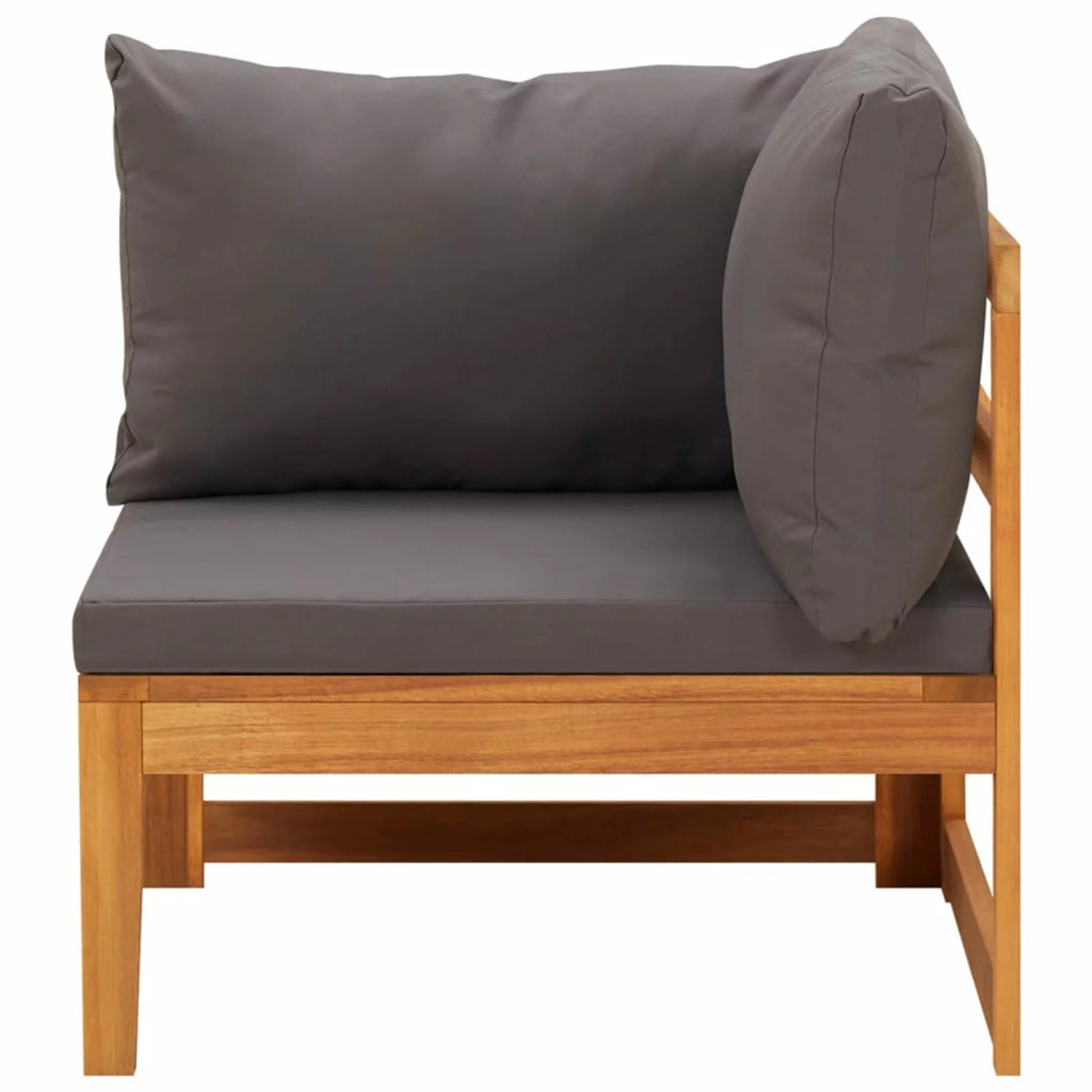 3 Piece Dark Gray Cushioned Acacia Wood Patio Lounge Set K436475