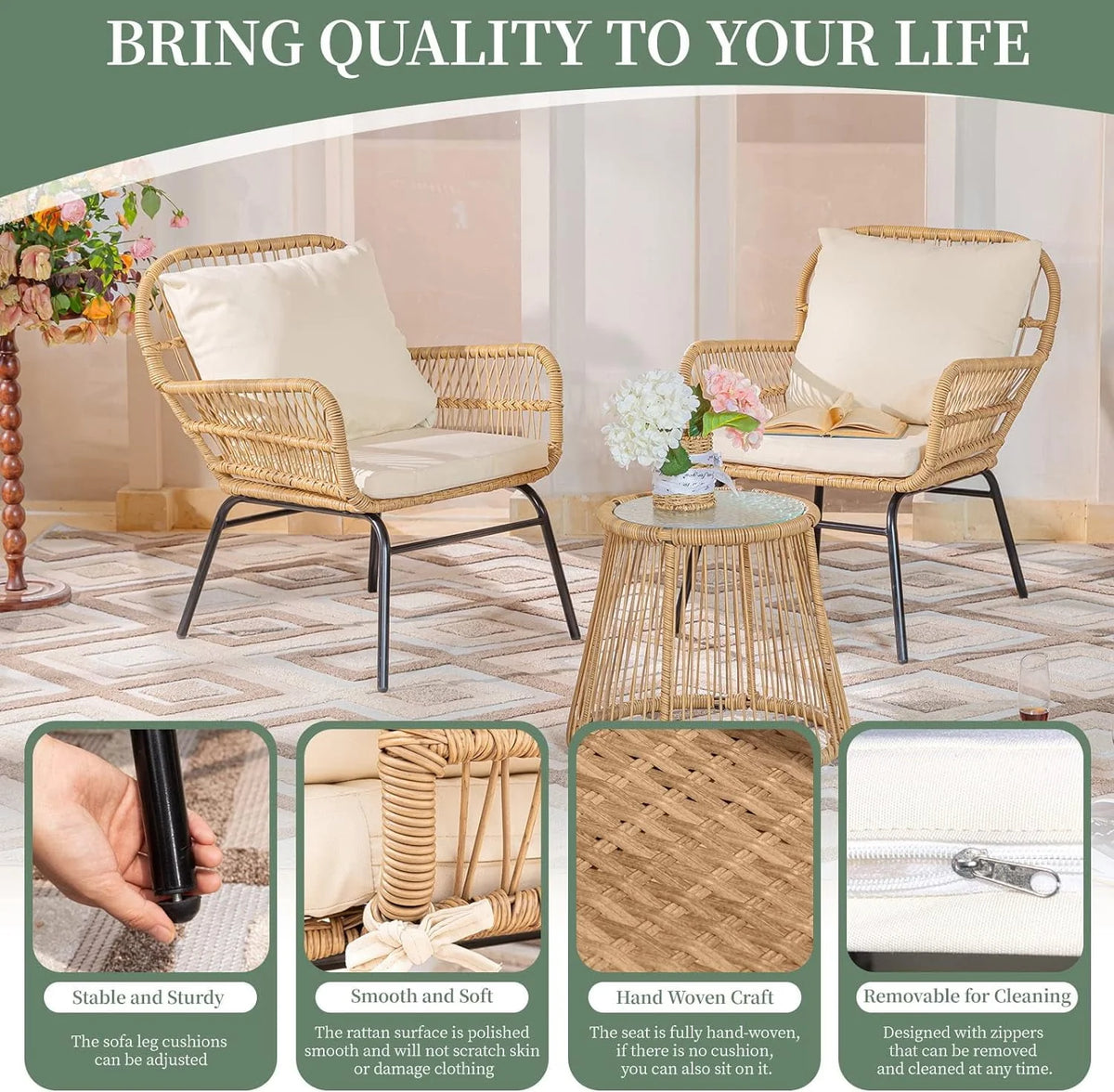 Beige Wicker Outdoor Sectional Sofa G1410