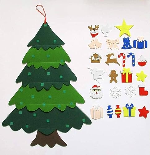 Felt Christmas Tree with 32 Ornaments and LED Lights E77941