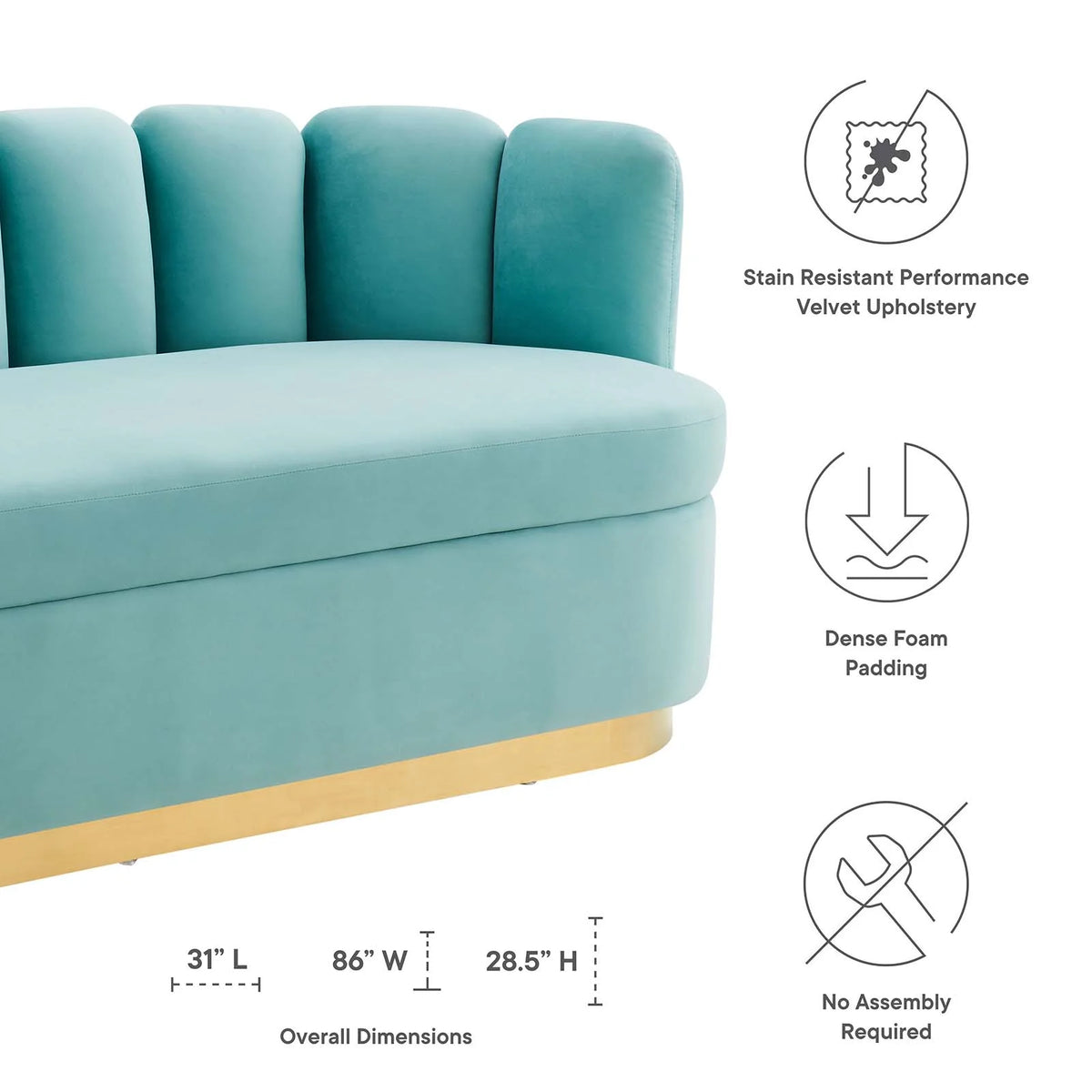 Blue Velvet Tufted Sofa H76563