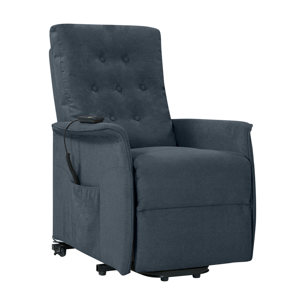 Blue Velour Power Recline and Lift Chair F520228