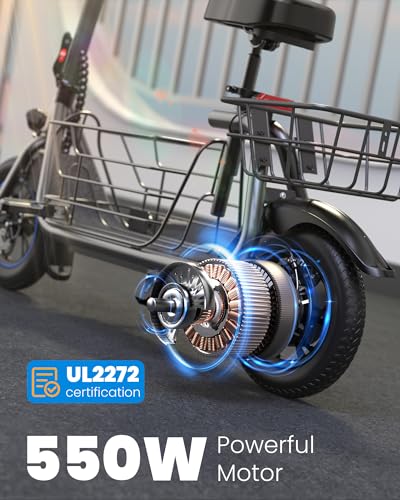 Electric Scooter with Seat, 550W Motor, 20-Mile Range W145