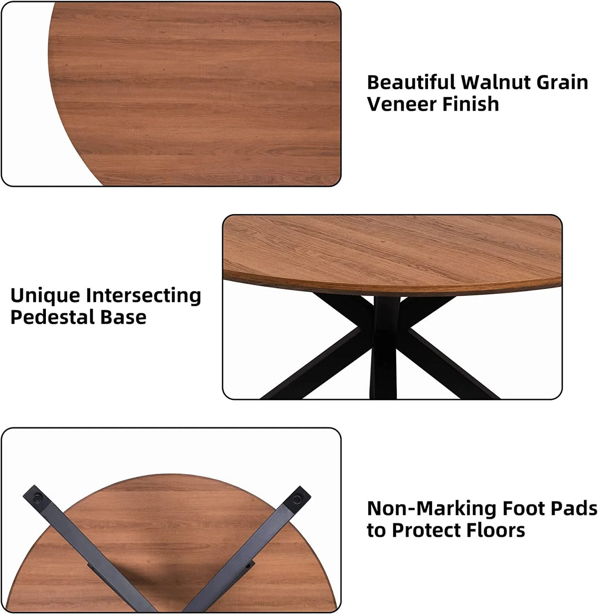 Mid-Century Modern Round Dining Table for 4-6 D406