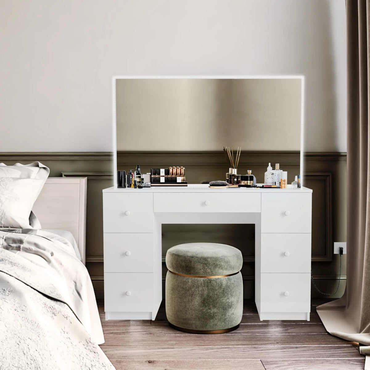White Painted Vanity Table H374893