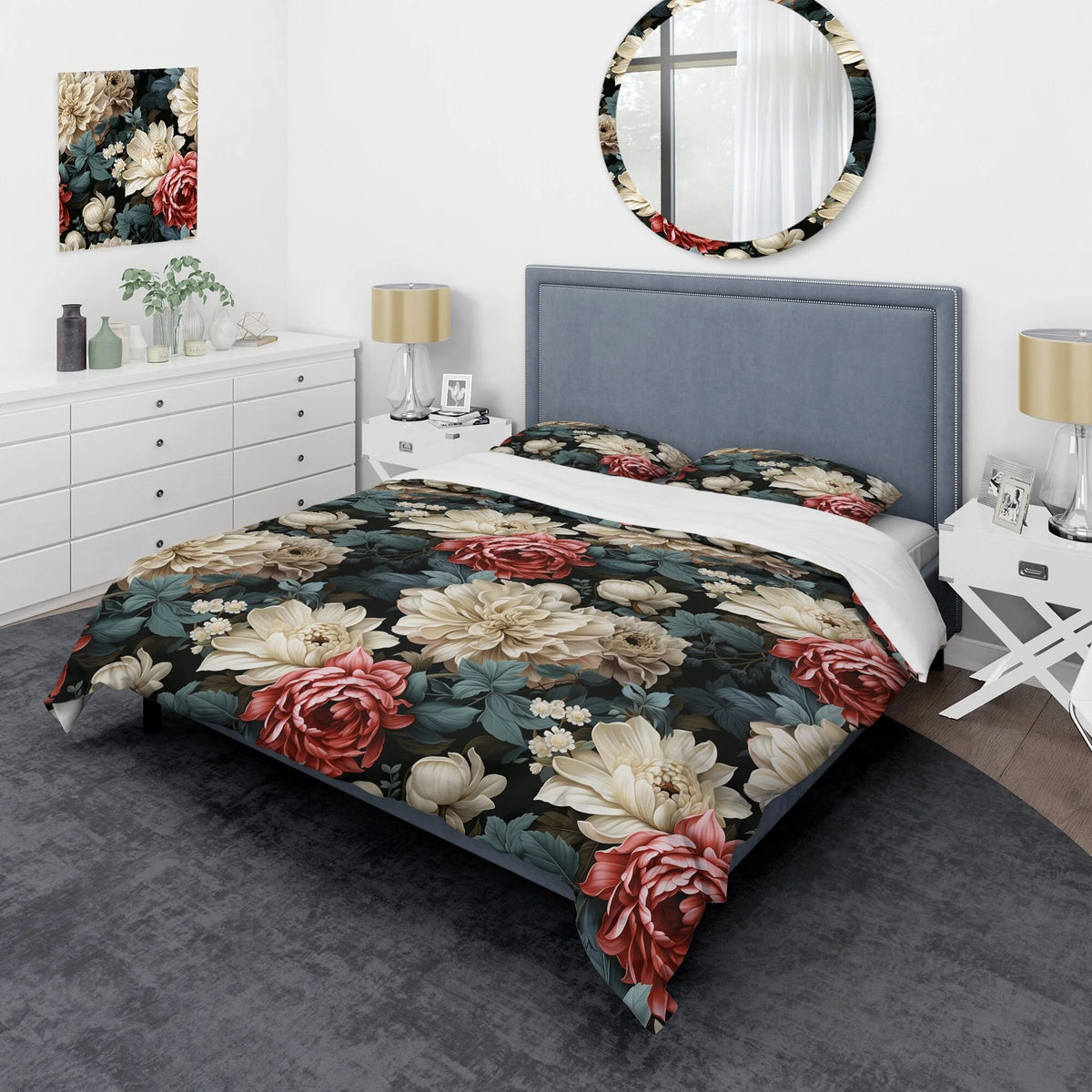 Floral Bedding Cover Set with 2 Shams X889