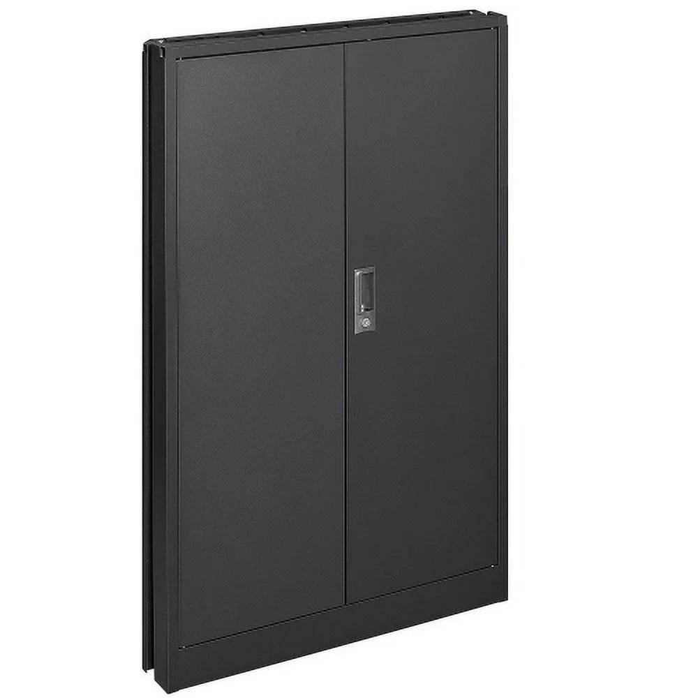 Black Lockable Foldable Steel Storage Cabinet with 2 Adjustable Shelves O4654
