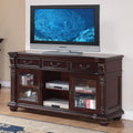 3-Drawer Wooden TV Stand with Glass Doors D55158