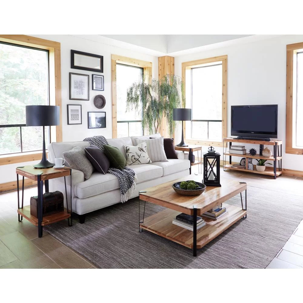 Natural Solid Wood with Metal Media Console Table L153925