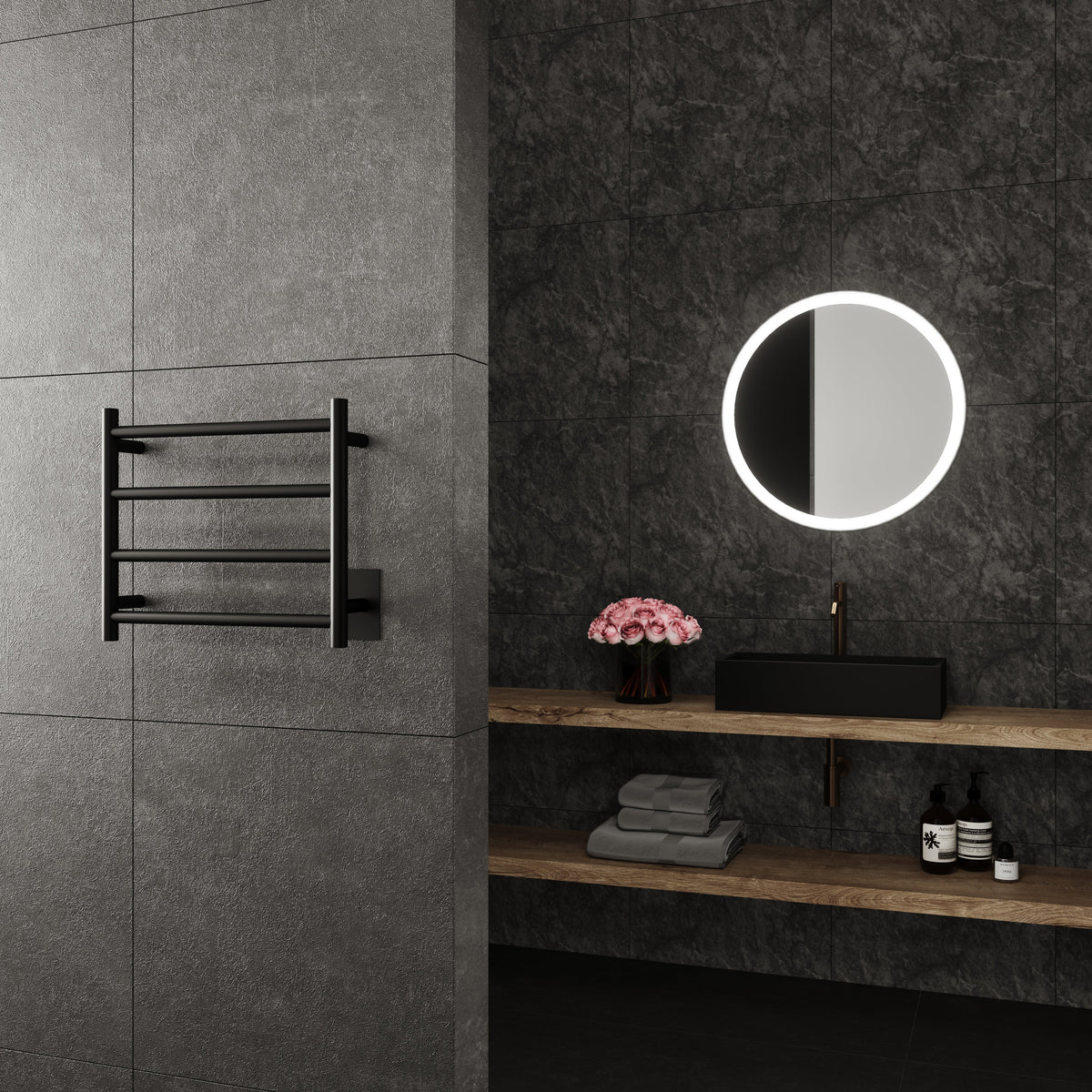 Wall Mounted Electric Towel Warmer in Black Z385