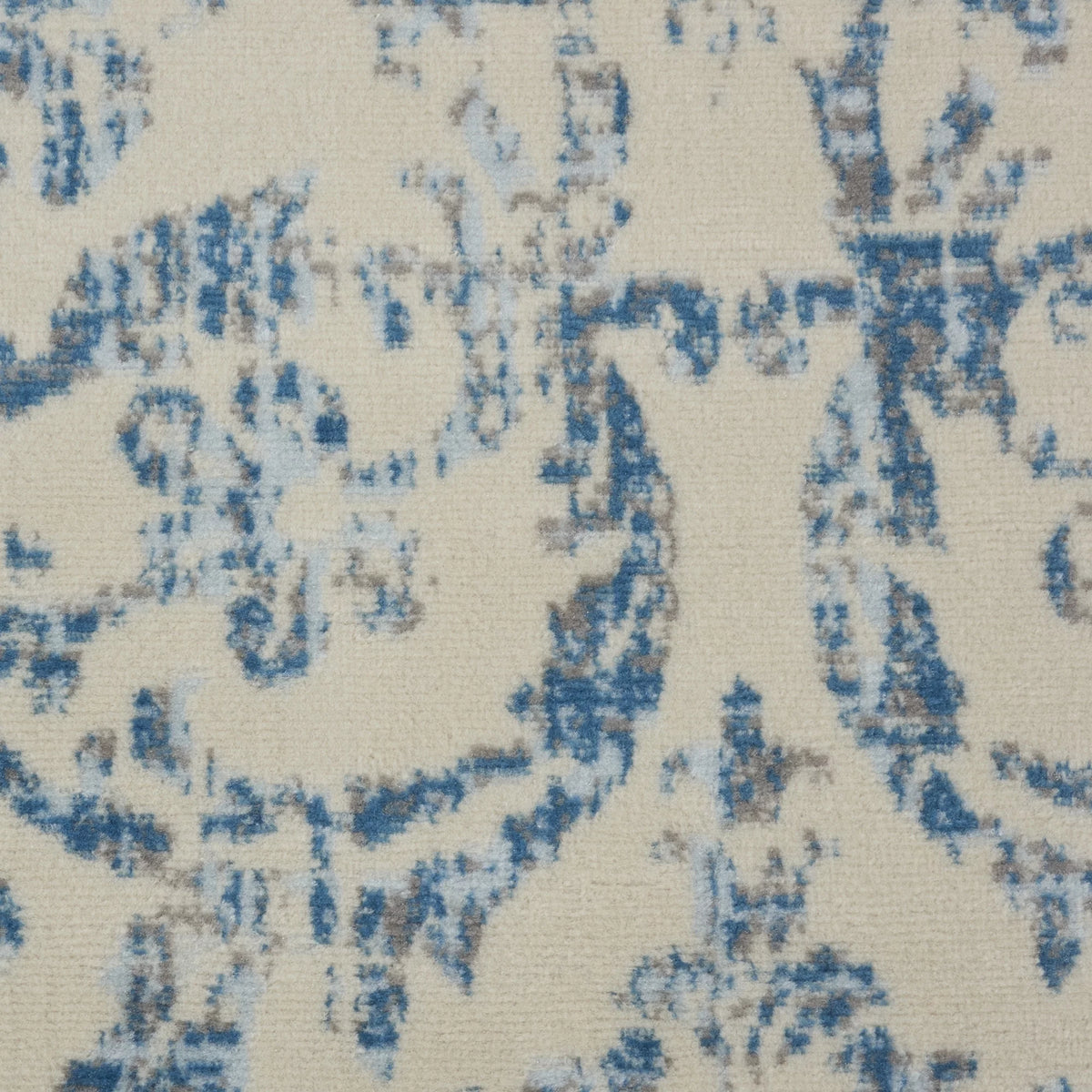 Ivory/Blue Damask Area Rug N6289