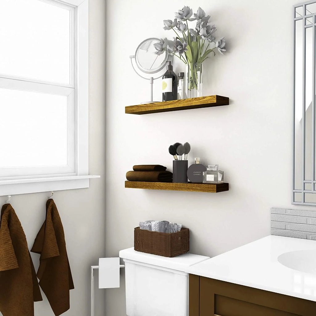 Real Wood Floating Shelves 24in x 5.5in Walnut Finish K208