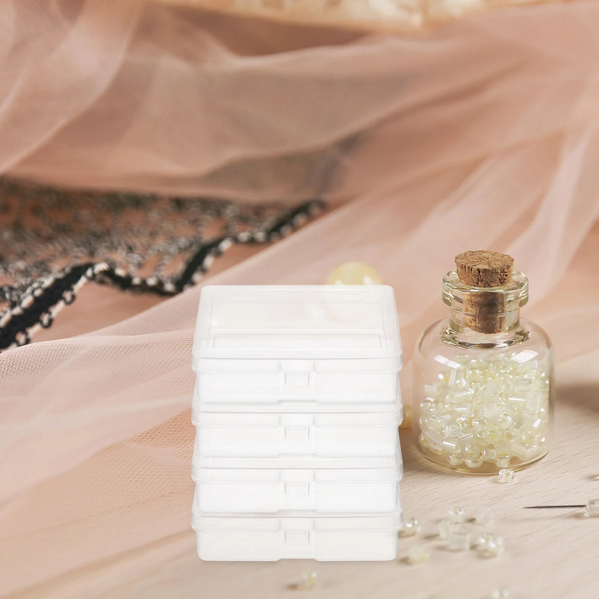 96 Pcs Mini Clear Plastic Boxes M7155