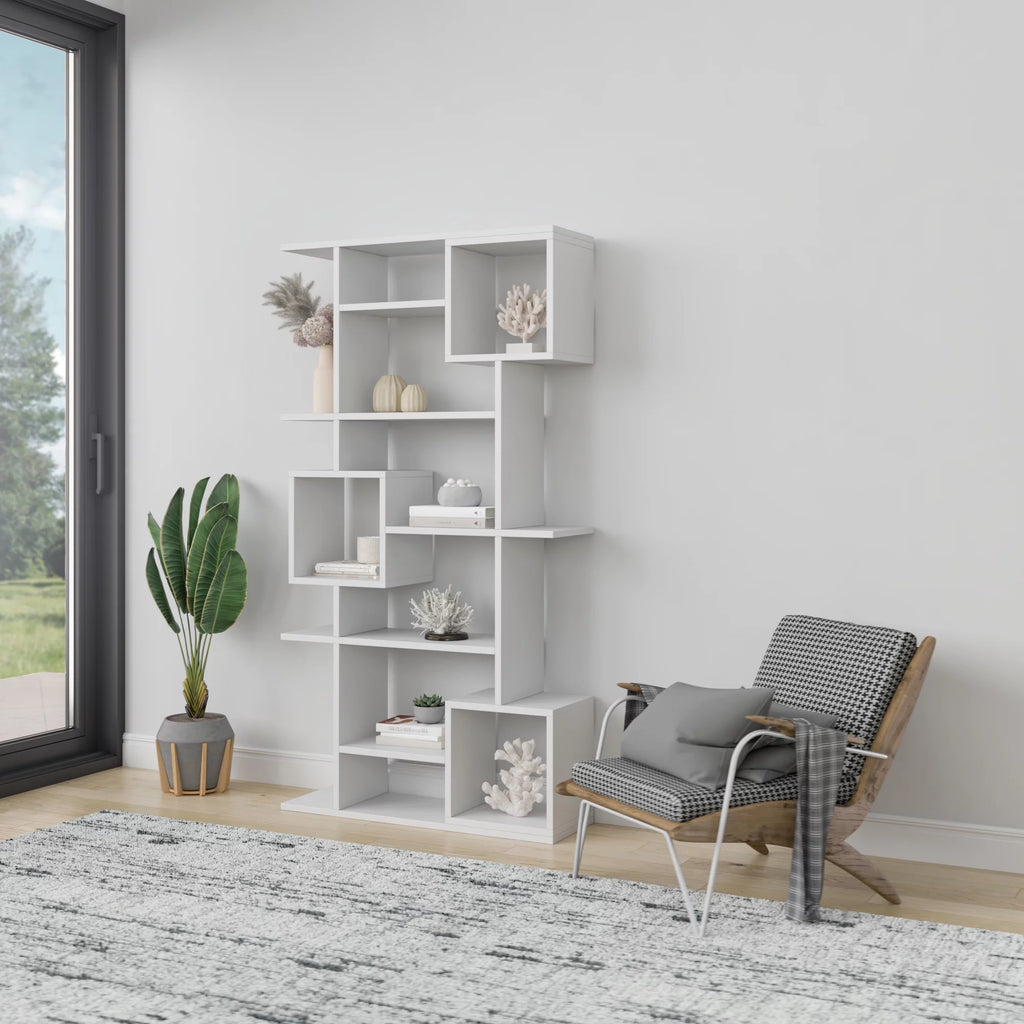 White Multiple Tier Open Shelf Bookcase Z6042