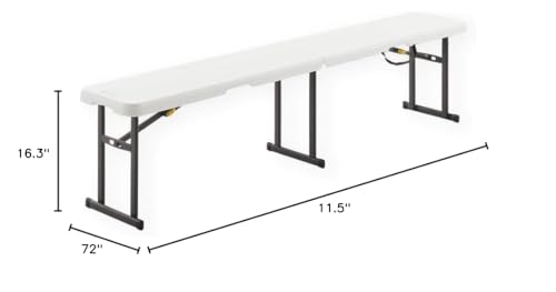 6 Foot Fold-in-Half Bench with Steel Frame, White F29954