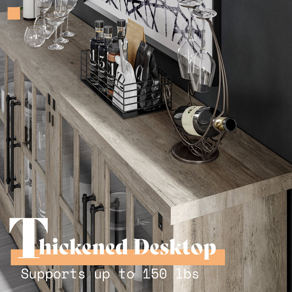 63" Rustic Grey Buffet Sideboard Cabinet with Storage I33028