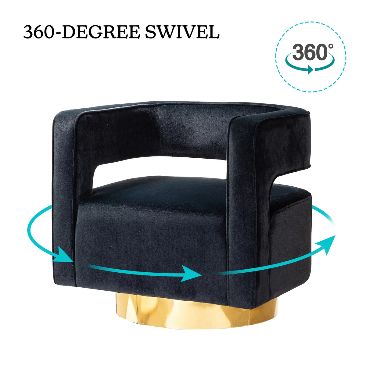 Black Velvet Swivel Barrel Chair Set of 2 S51301
