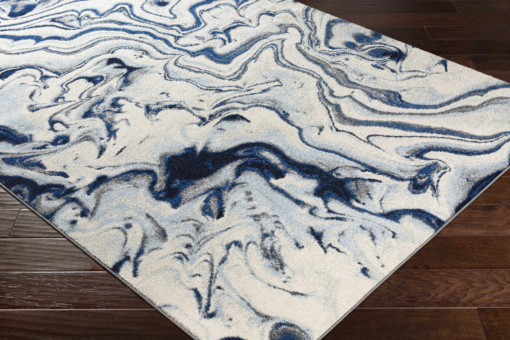 Abstract Coastal Marble Swirl Pattern Area Rug 8'10" x 12' Z20803