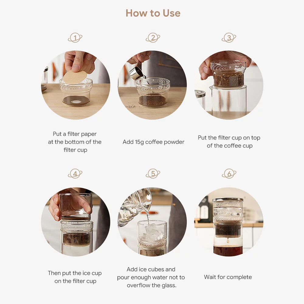 Cold Brew Coffee Maker Borosilicate Glass 300ml D3529