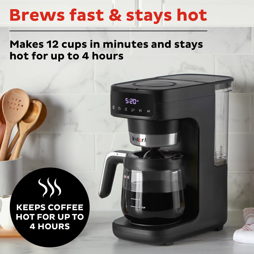 12 Cup Drip Coffee Maker with Warming Plate, Black D326902