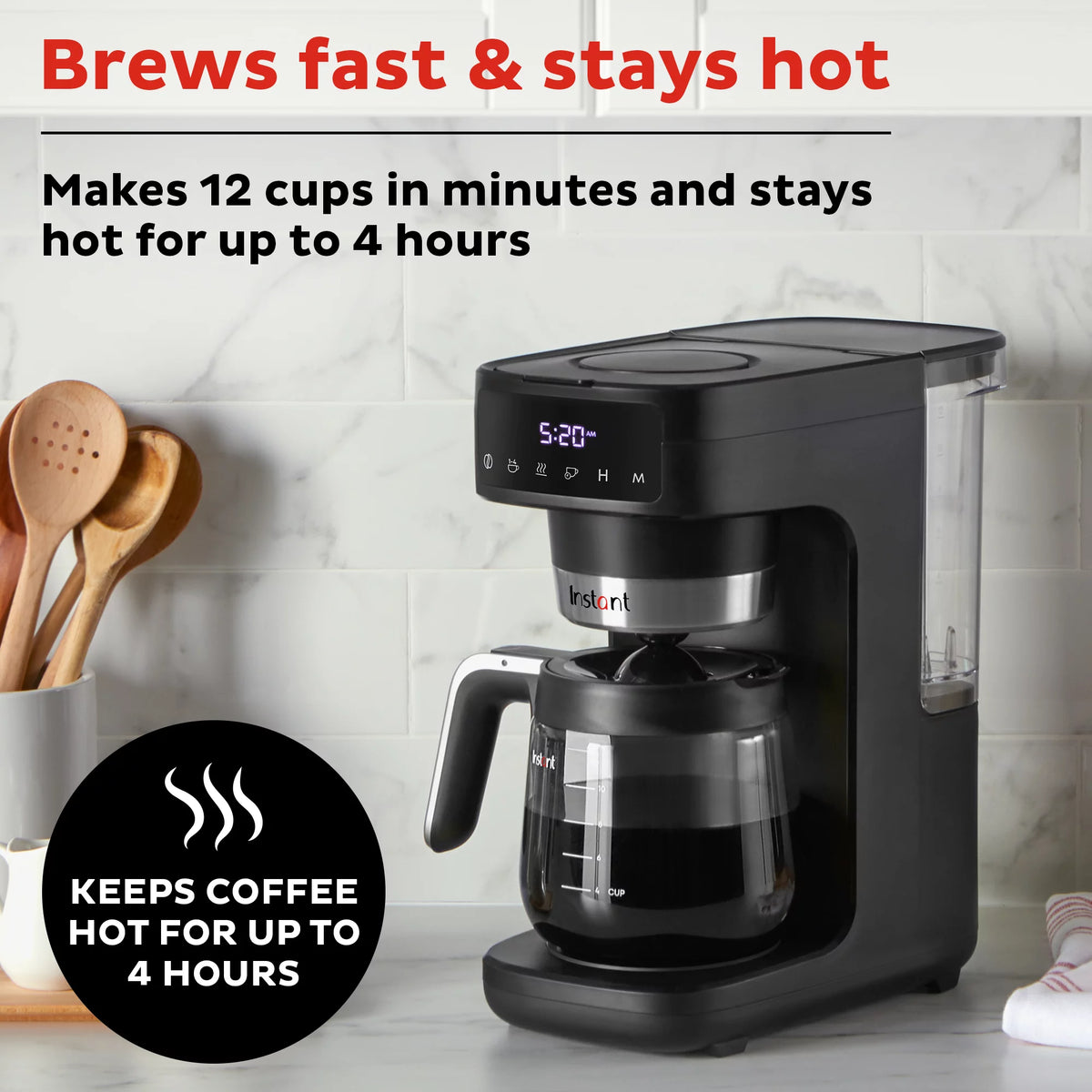 12 Cup Drip Coffee Maker with Warming Plate, Black D326902