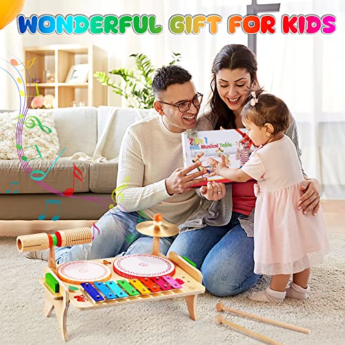 Kids Drum Set 7 in 1 Musical Toys Xylophone Tambourine G78420
